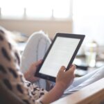 woman reading ipad